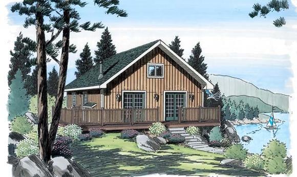 Cabin, Cottage, Traditional House Plan 20004 with 3 Beds, 1 Baths Elevation