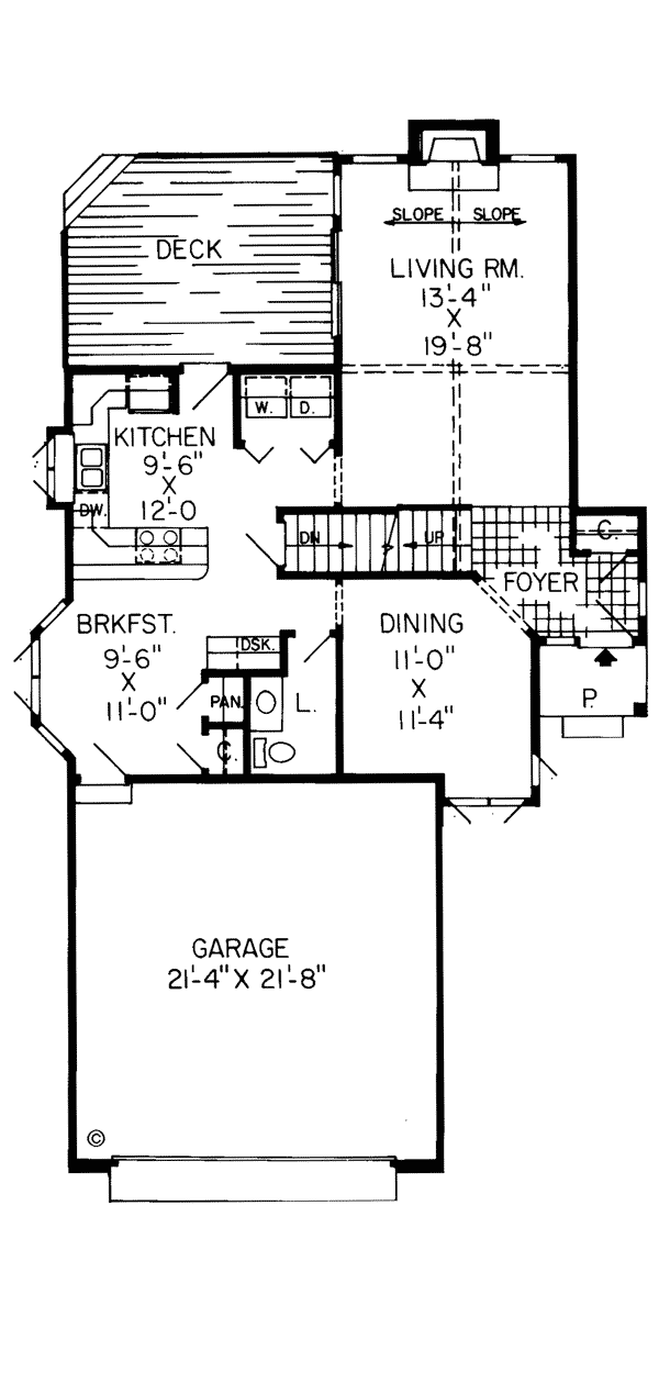 Contemporary Narrow Lot Retro Traditional Level One of Plan 20055