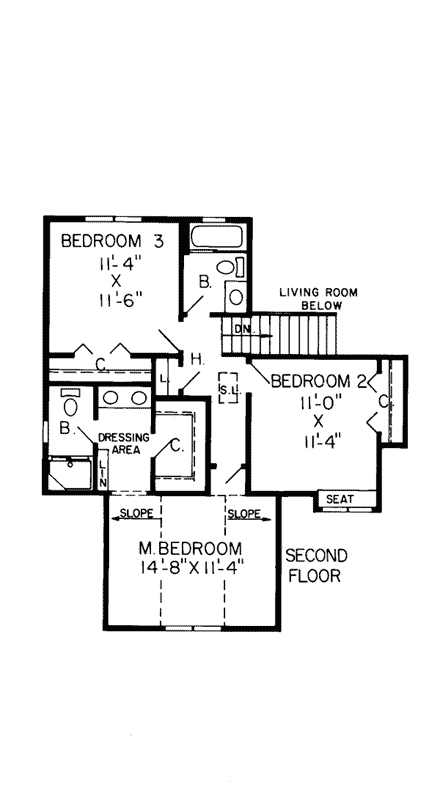 House Plan 20055 Second Level Plan