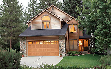 Contemporary Narrow Lot Retro Traditional Elevation of Plan 20055
