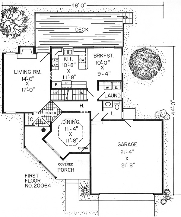 Country Farmhouse Traditional Level One of Plan 20064