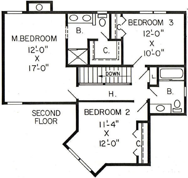 Country Farmhouse Traditional Level Two of Plan 20064