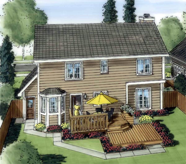 Country Traditional Rear Elevation of Plan 20070