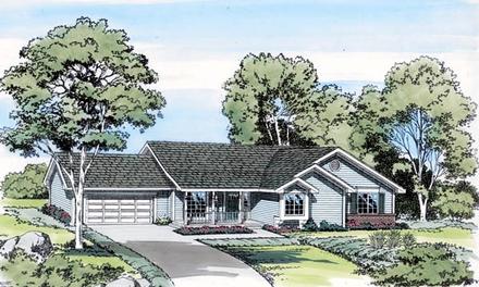Country One-Story Ranch Traditional Elevation of Plan 20075