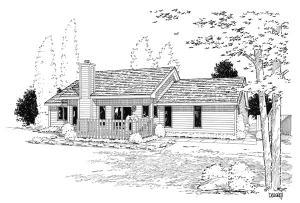 Country One-Story Ranch Traditional Rear Elevation of Plan 20083