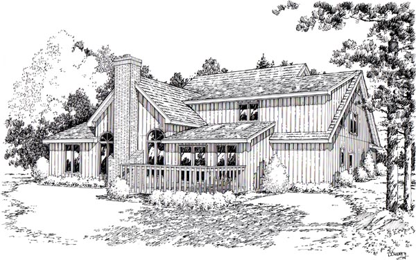 European Traditional Rear Elevation of Plan 20094