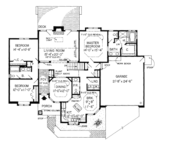 One-Story Ranch Traditional Level One of Plan 20099