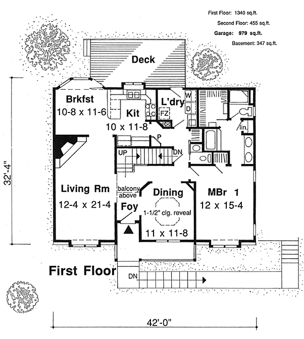 Bungalow Country One-Story Traditional Level One of Plan 20125