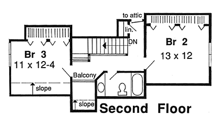 House Plan 20125 Second Level Plan