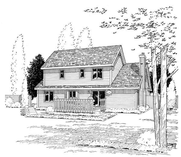 Traditional Rear Elevation of Plan 20134