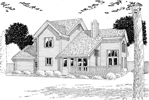 Country Farmhouse Traditional Rear Elevation of Plan 20144