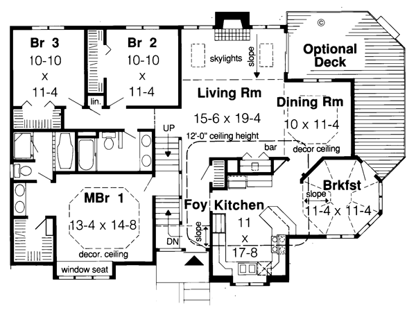 Contemporary One-Story Ranch Retro Traditional Level One of Plan 20148