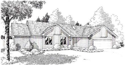 One-Story Ranch Retro Traditional Elevation of Plan 20150