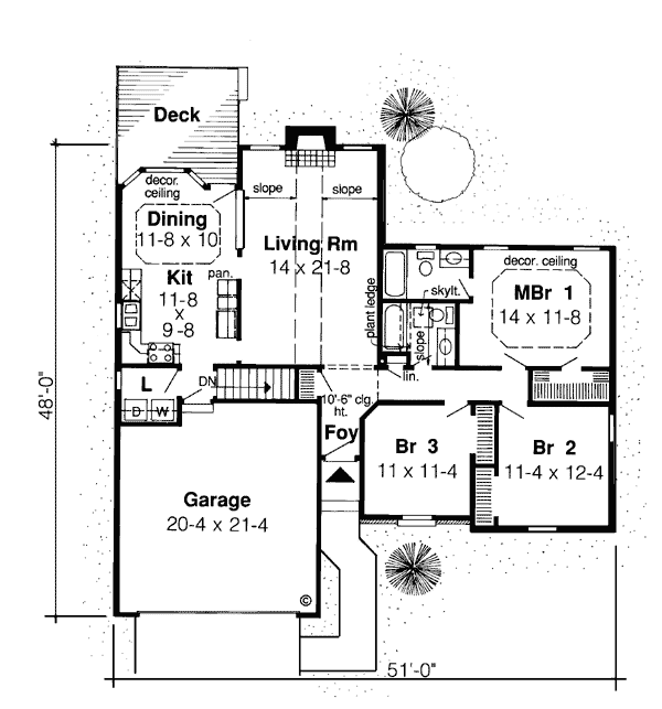 One-Story Ranch Traditional Level One of Plan 20154