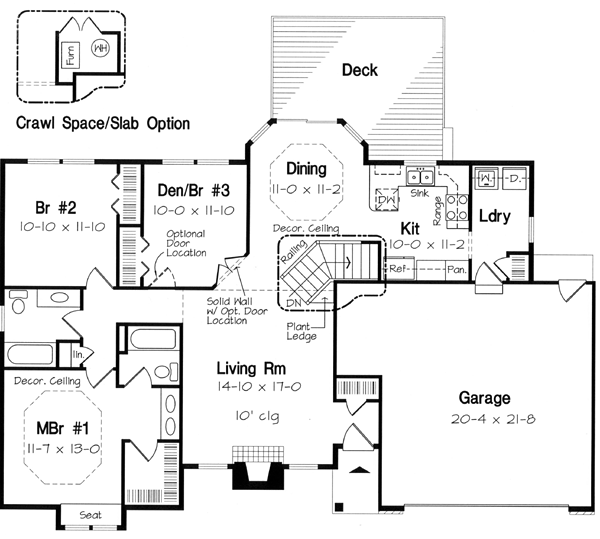 One-Story Ranch Traditional Level One of Plan 20156