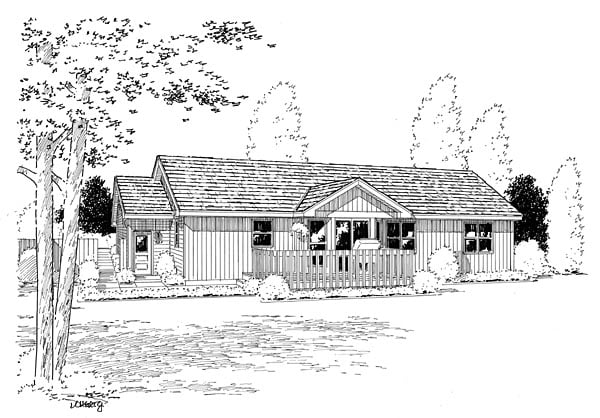 One-Story Ranch Traditional Rear Elevation of Plan 20156