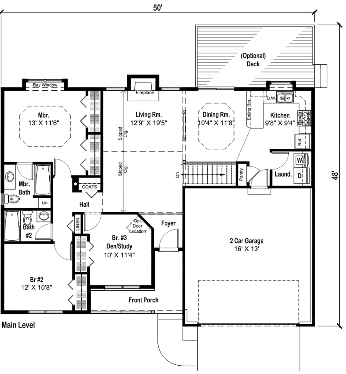 One-Story Ranch Traditional Level One of Plan 20161