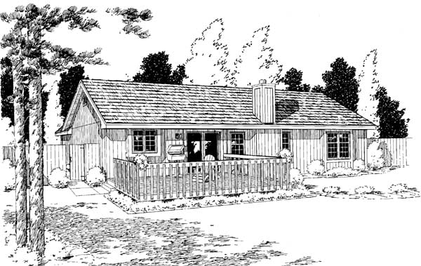 One-Story Ranch Traditional Rear Elevation of Plan 20161