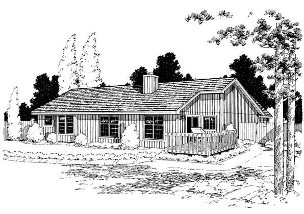 Ranch Traditional Rear Elevation of Plan 20164