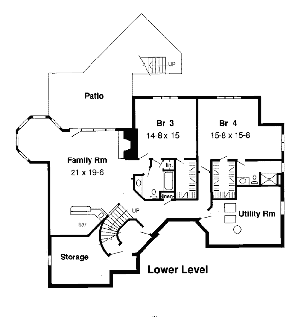 One-Story Traditional Lower Level of Plan 20166
