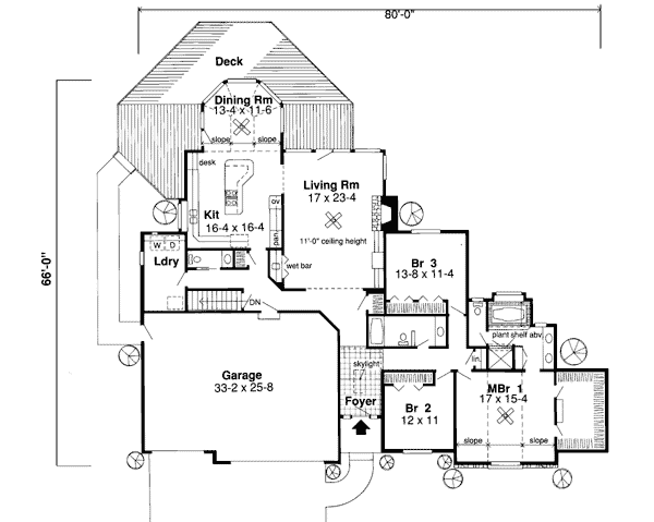 Contemporary One-Story Ranch Traditional Level One of Plan 20177