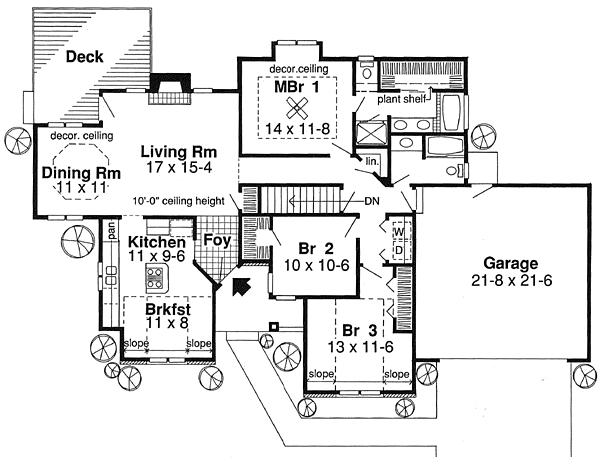 One-Story Ranch Traditional Level One of Plan 20180