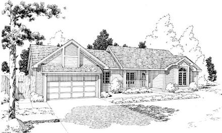 Country One-Story Ranch Retro Traditional Elevation of Plan 20183