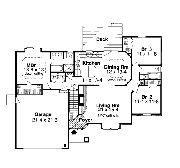 One-Story Ranch Traditional Level One of Plan 20191