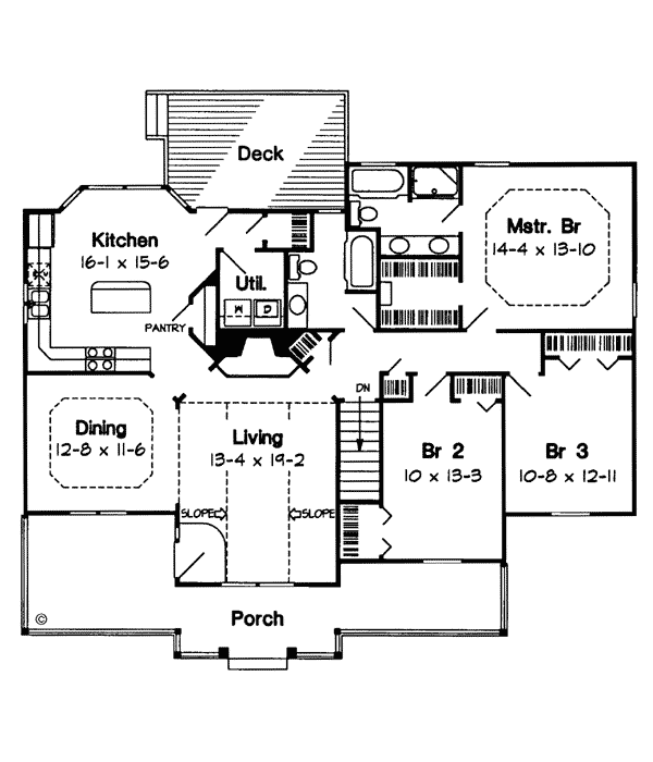 Bungalow Country One-Story Traditional Level One of Plan 20211
