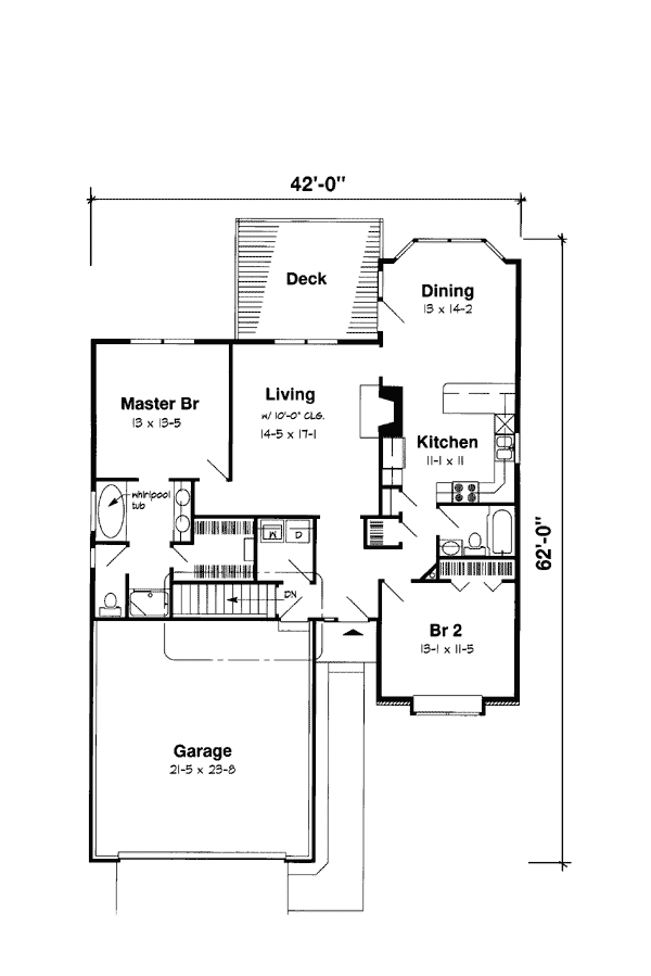 Bungalow One-Story Ranch Traditional Level One of Plan 20215