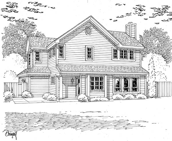 Traditional Rear Elevation of Plan 20226