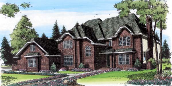 European, Traditional Plan with 4065 Sq. Ft., 4 Bedrooms, 5 Bathrooms, 3 Car Garage Elevation