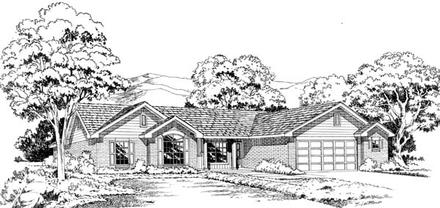 One-Story Ranch Traditional Elevation of Plan 20402
