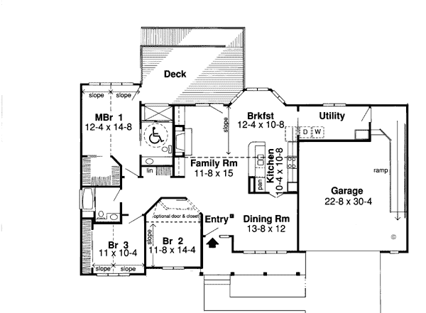 One-Story Ranch Traditional Level One of Plan 20403