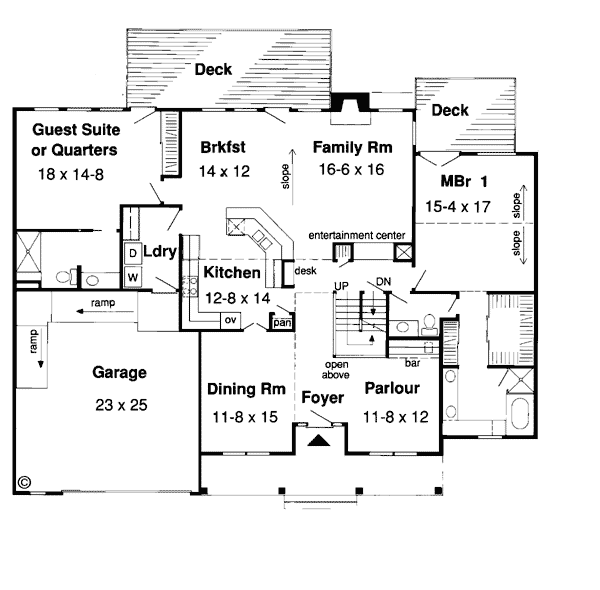 Colonial Country Saltbox Level One of Plan 20404