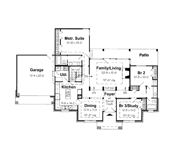 European One-Story Traditional Level One of Plan 20506