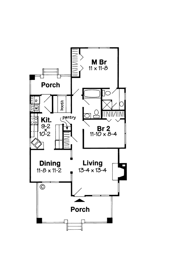 Bungalow Country One-Story Level One of Plan 24240