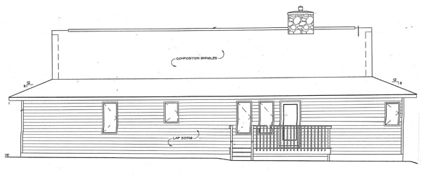 Country Ranch Rear Elevation of Plan 24249
