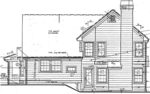 Traditional Rear Elevation of Plan 24251