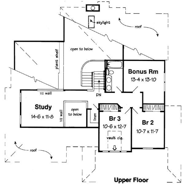 Bungalow Country European Traditional Level Two of Plan 24252