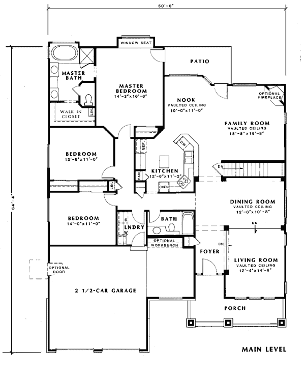 Bungalow Craftsman Mediterranean One-Story Traditional Level One of Plan 24258