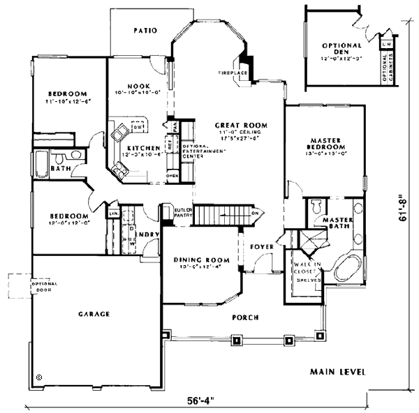 One-Story Traditional Level One of Plan 24259