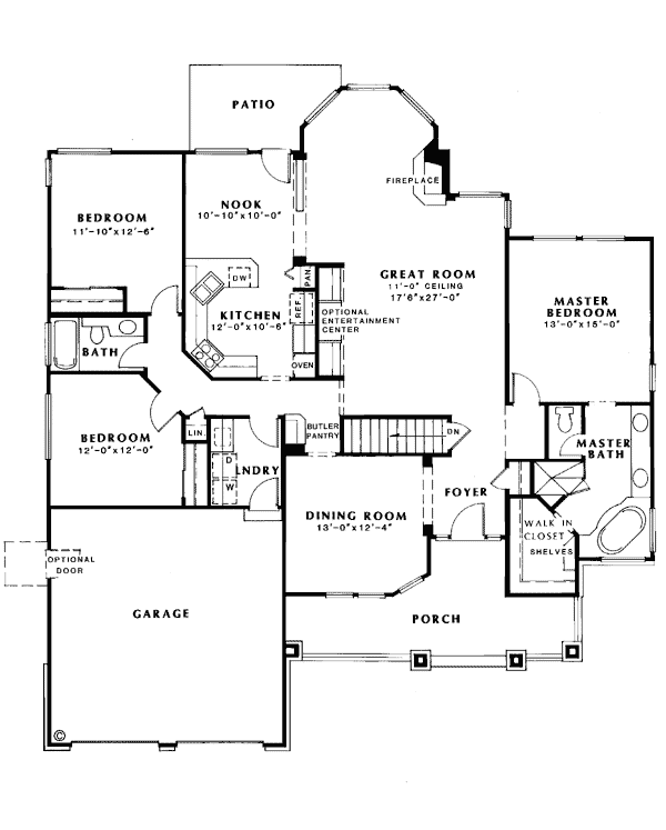 Bungalow Craftsman One-Story Traditional Level One of Plan 24260