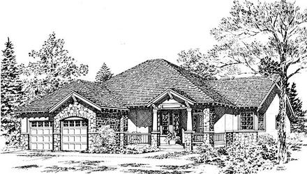 Bungalow Craftsman One-Story Traditional Elevation of Plan 24260