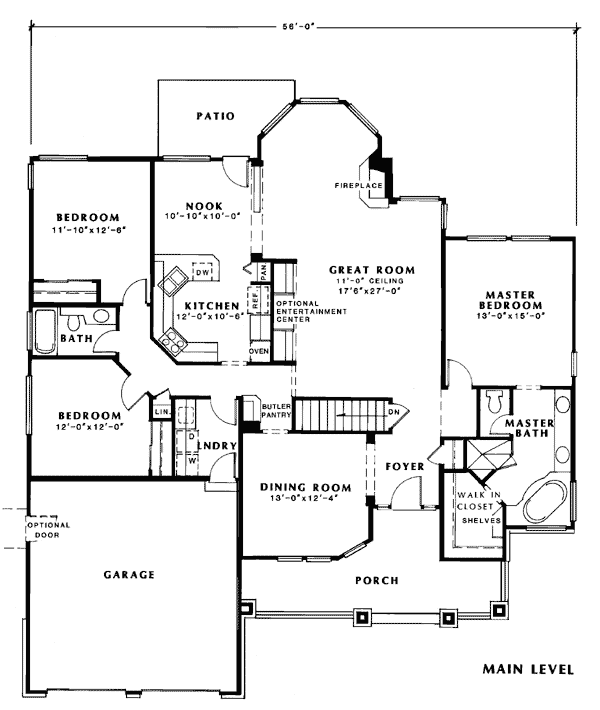 Bungalow European One-Story Southwest Traditional Level One of Plan 24261