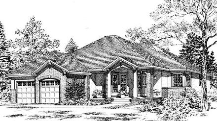 Bungalow European One-Story Southwest Traditional Elevation of Plan 24261