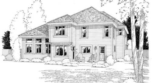 Craftsman European French Country Rear Elevation of Plan 24264