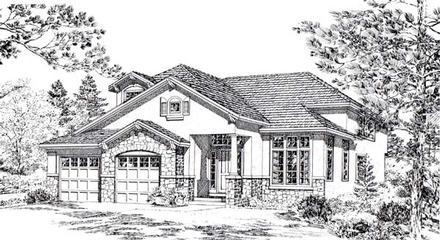 Bungalow Mediterranean Traditional Elevation of Plan 24267