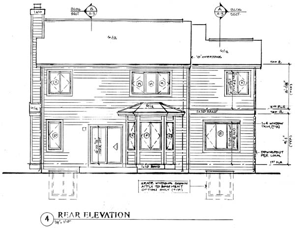 Traditional Rear Elevation of Plan 24268