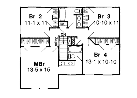 House Plan 24301 Second Level Plan